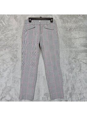 Gap Curvy Skinny Ankle Dress Pants Womens 2 Gray Plaid Twill Stretch Work Office